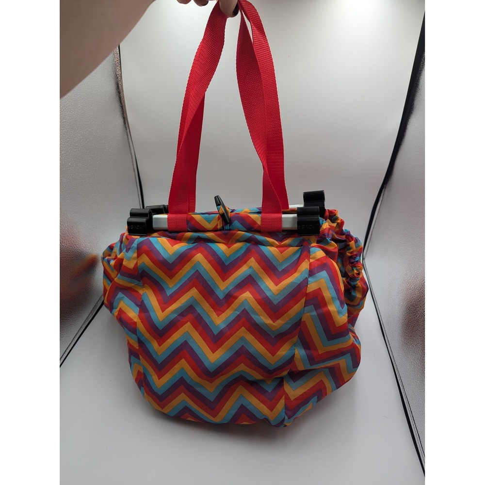 Sachi Insulated Shopping Cart Bag Multicolor Chevron Foil Lined Tote